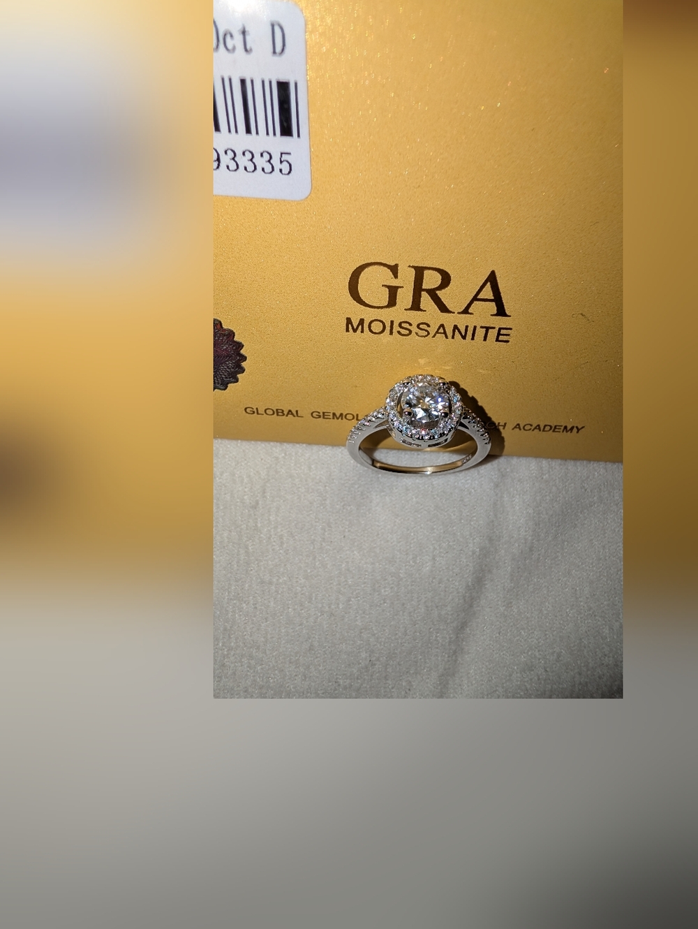 GRA Moissanite Halo Engagement Ring in 925 Silver Certified Size 9 NWT
